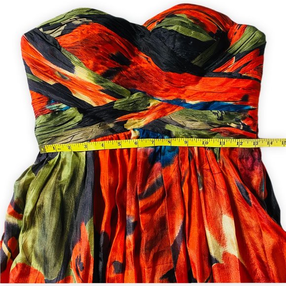 Silk Multicolor  Floral Gown Strapless Formal Dress - Picture 6 of 8
